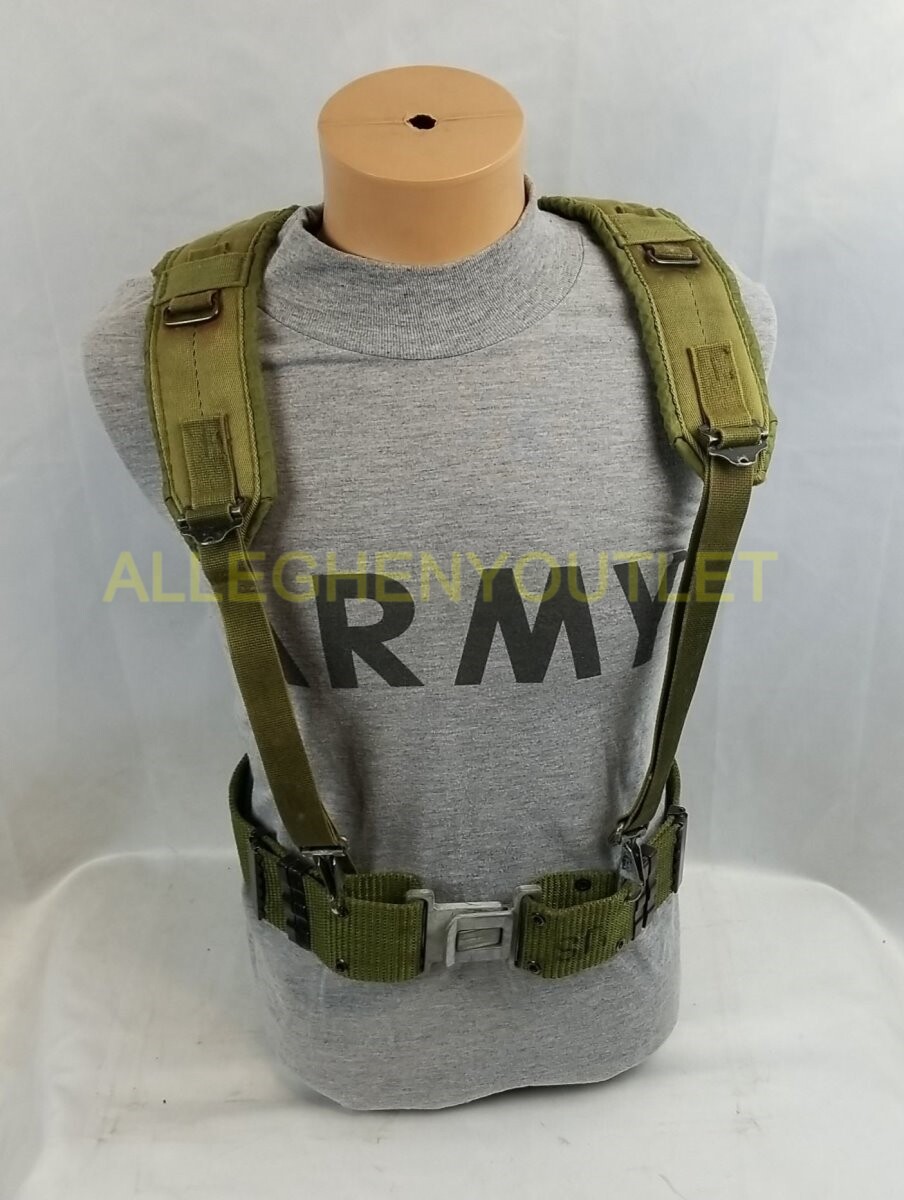 Original U.S Army OD Webbing System LBE Suspenders Pistol Belt LC-2 Military Med