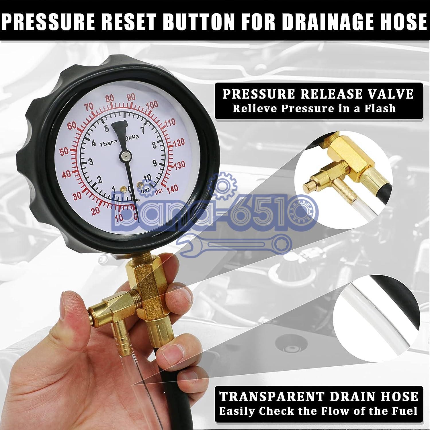 0-140PSI Fuel Injection Pump Pressure Tester Injector Pump Pressure Gauge Kit