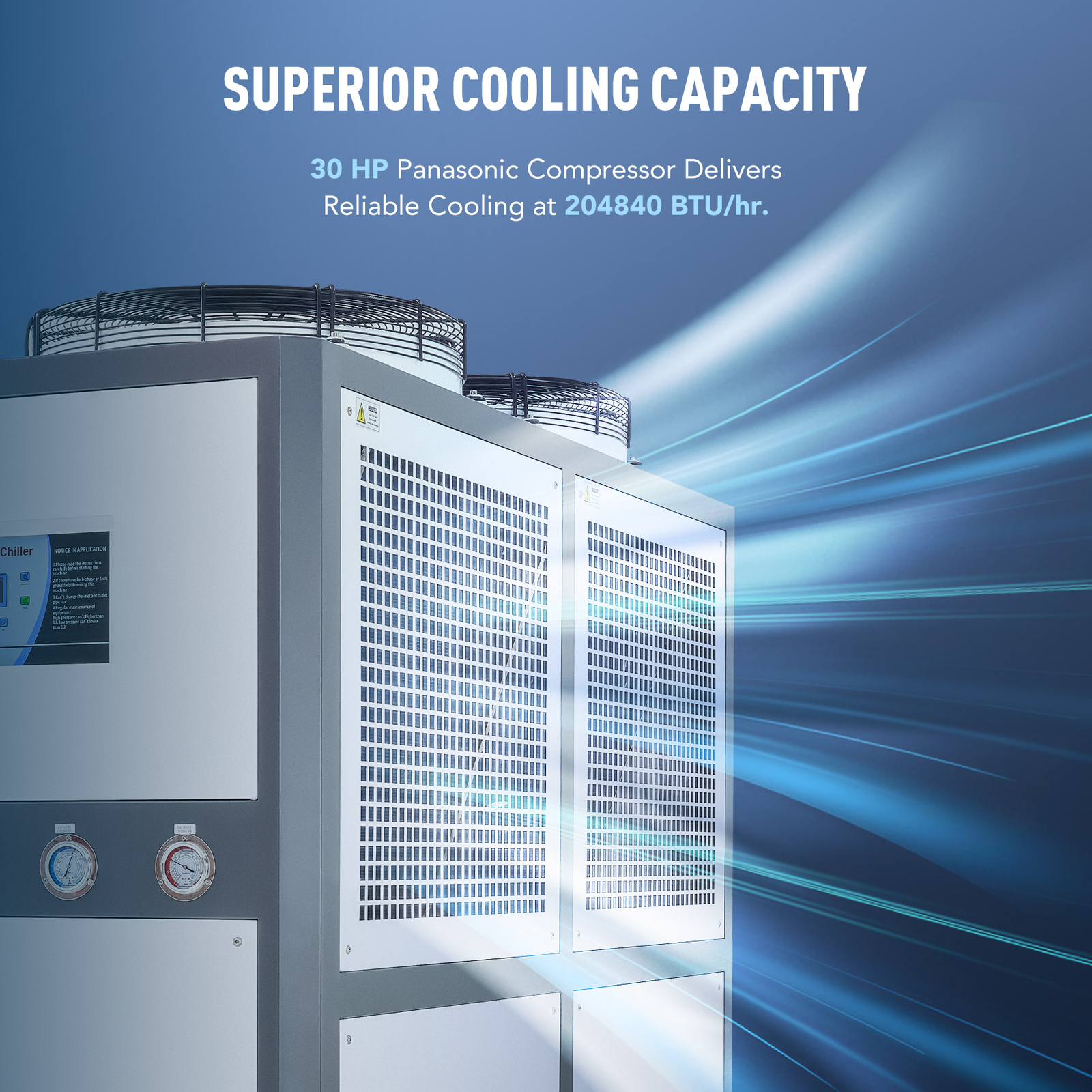 CREWORKS 20 Ton 30HP Industrial Air-Cooled Water Chiller with 66 gal. Water Tank