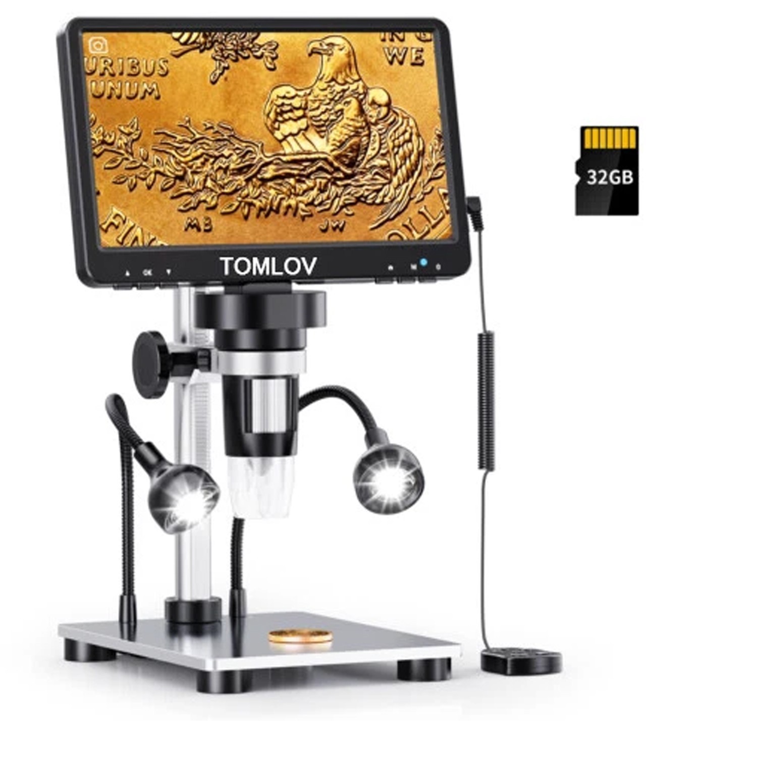 TOMLOV 7" Digital Microscope 1200X Magnifier 1080P Coin Microscope fr Collectors