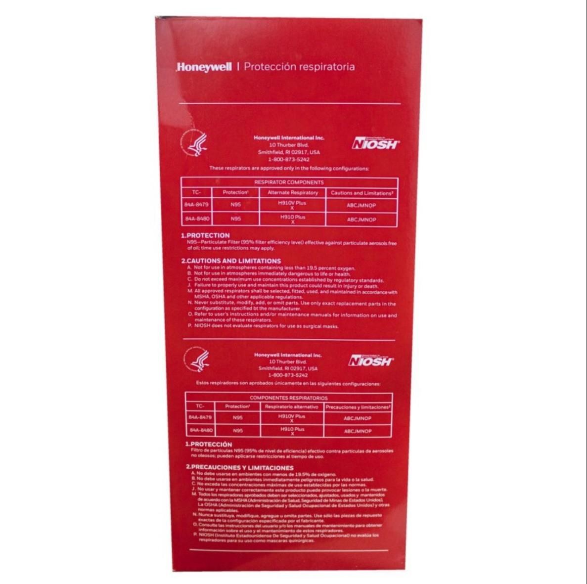 Honeywell N95 - H910 Plus Flat-fold - Box Of 50 Masks - NIOSH