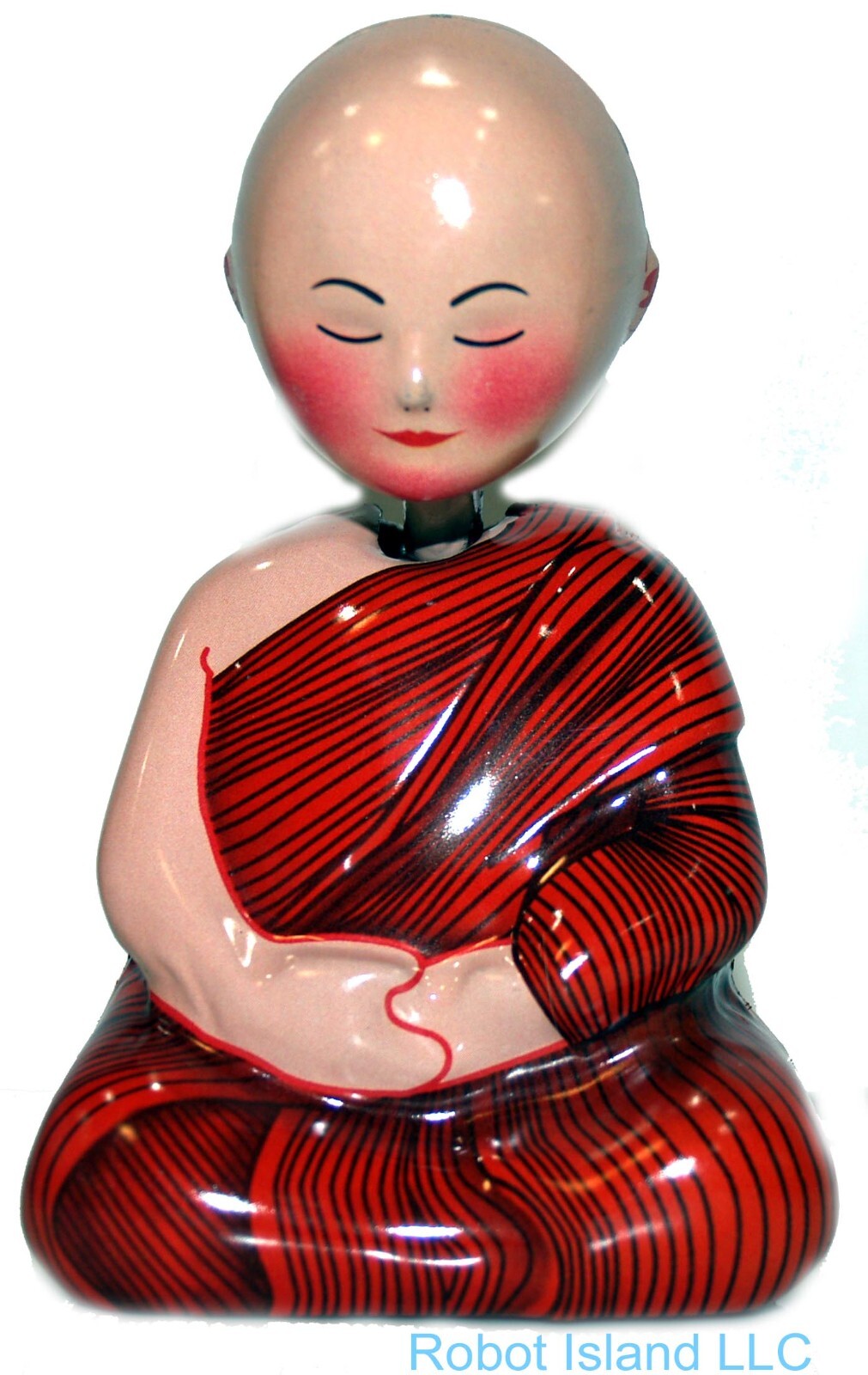 Meditating Monk Tin Toy Bobble Head Desk Toy