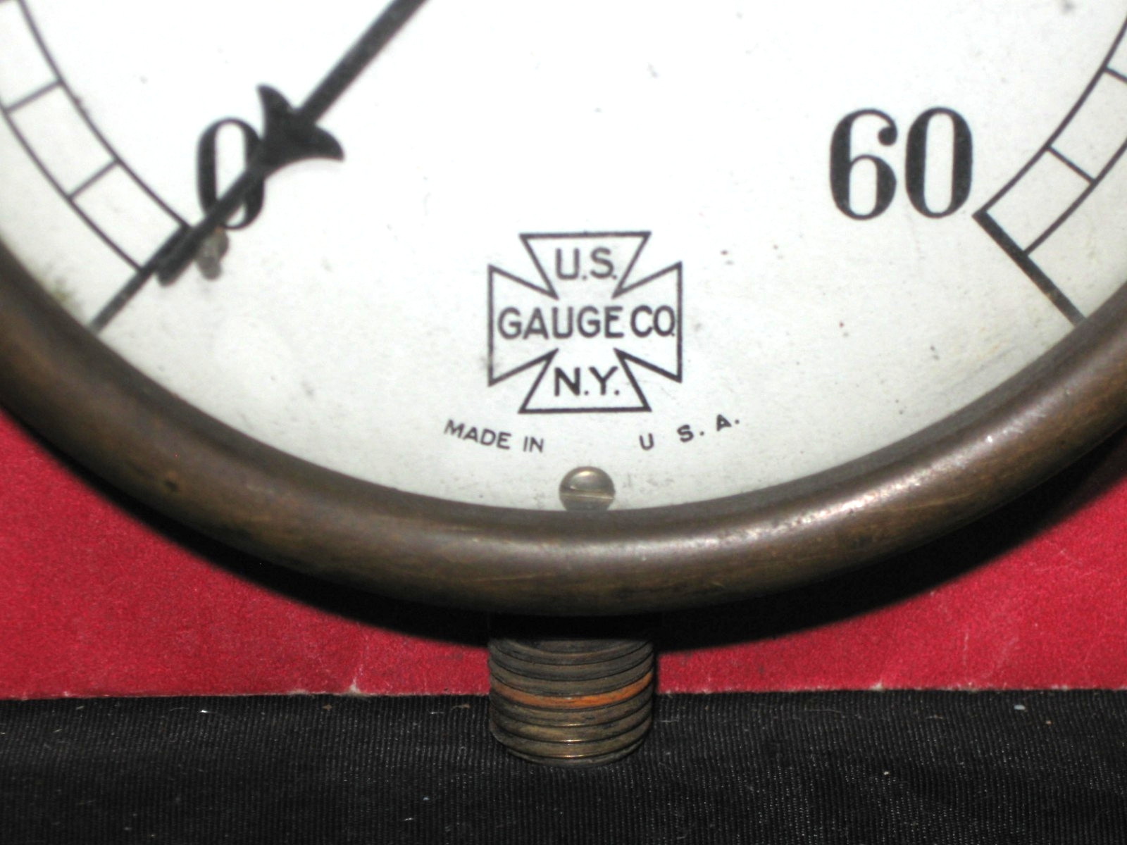 Antique US Gauge Co Brass Steam 60 PSI Gauge Boiler Engine GREAT STEAMPUNK