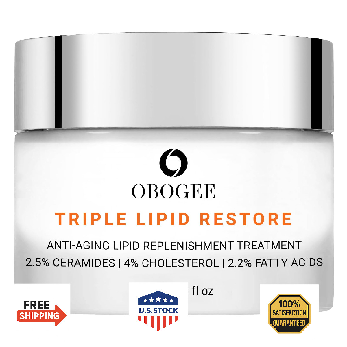 OBOGEE Triple Lipid-Peptide Cream Ceramides Hyaluronic Acid Anti-Aging Face Mois