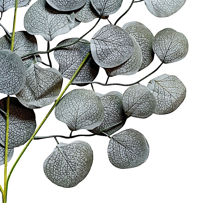 FROSTED GREEN 4 Stems 25" Silk Eucalyptus LEAVES Artificial Greenery Party Event