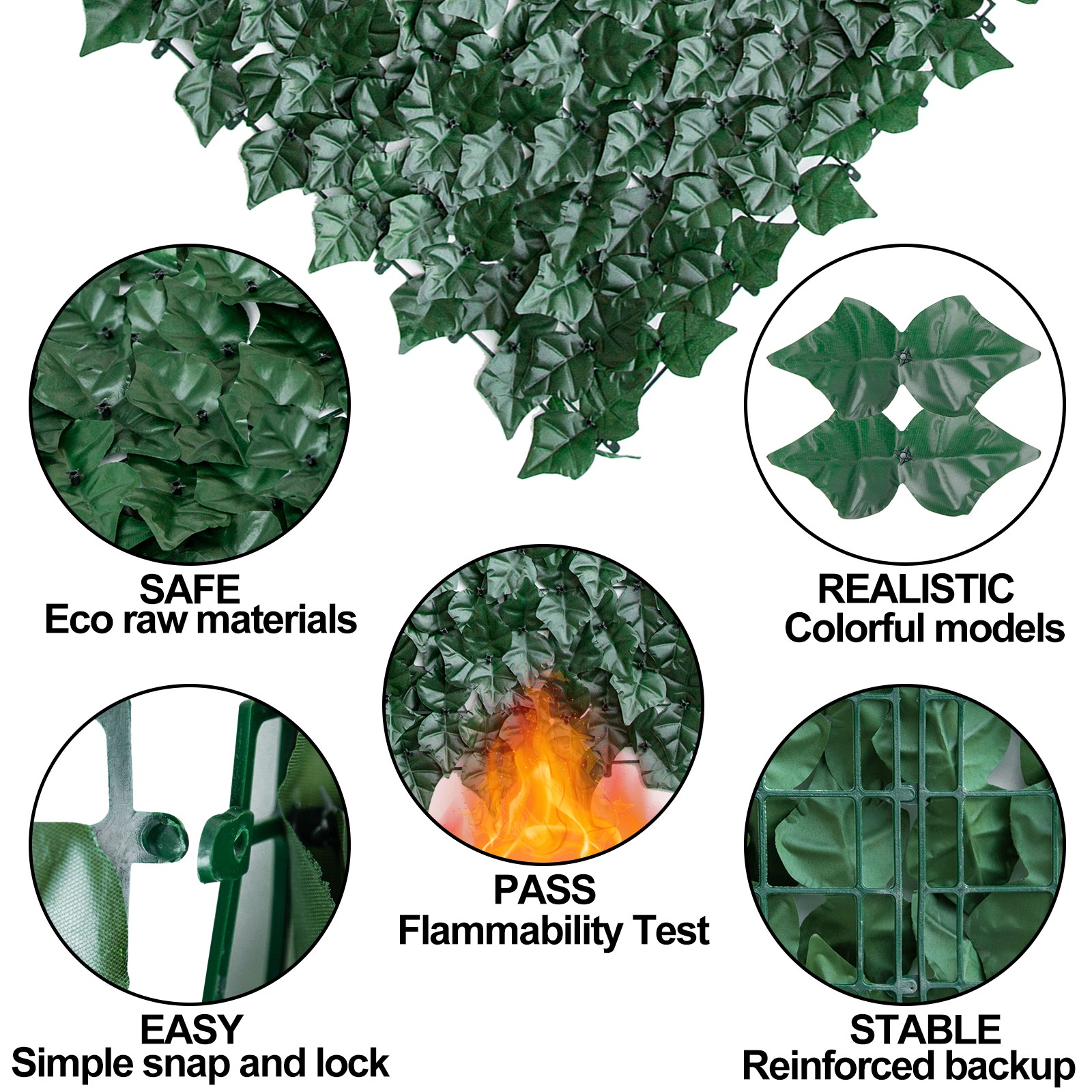 Artificial Ivy Hedge Green Leaf Fence Panels Faux Privacy Fence Screen for Home