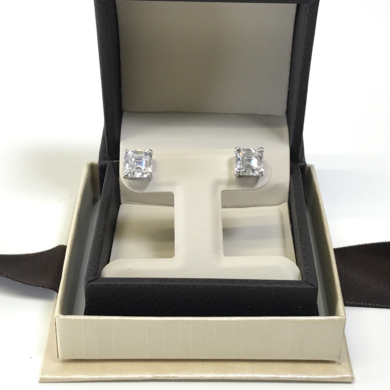 3 TCW Asscher Princess Square Cut Studs Earrings Man Made Diamond 14k Solid