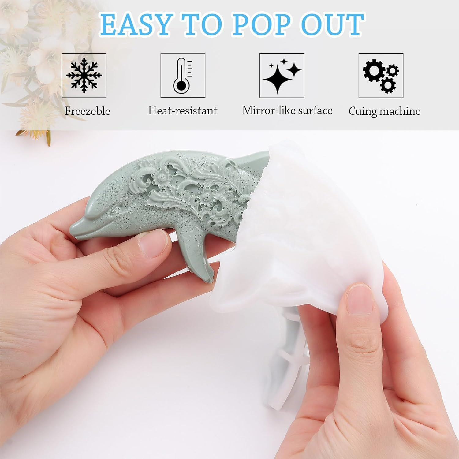 3D Crystal Ocean Animals Silicone Mold Dolphin Resin Mold for Epoxy/Uv Resin Cas