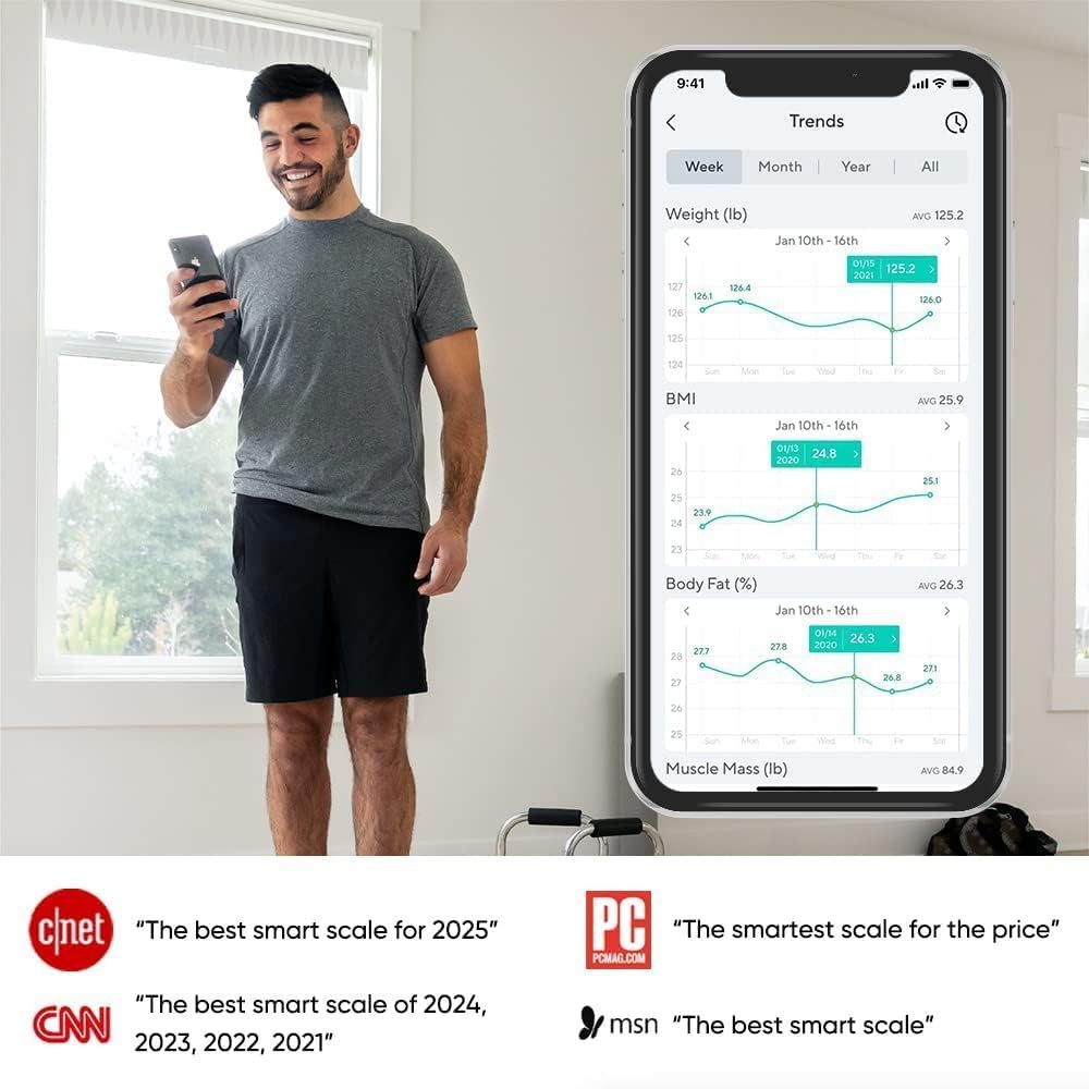 Wyze Smart Scale X - Body Composition Heart Rate Fitness App Sync 400 lb Black