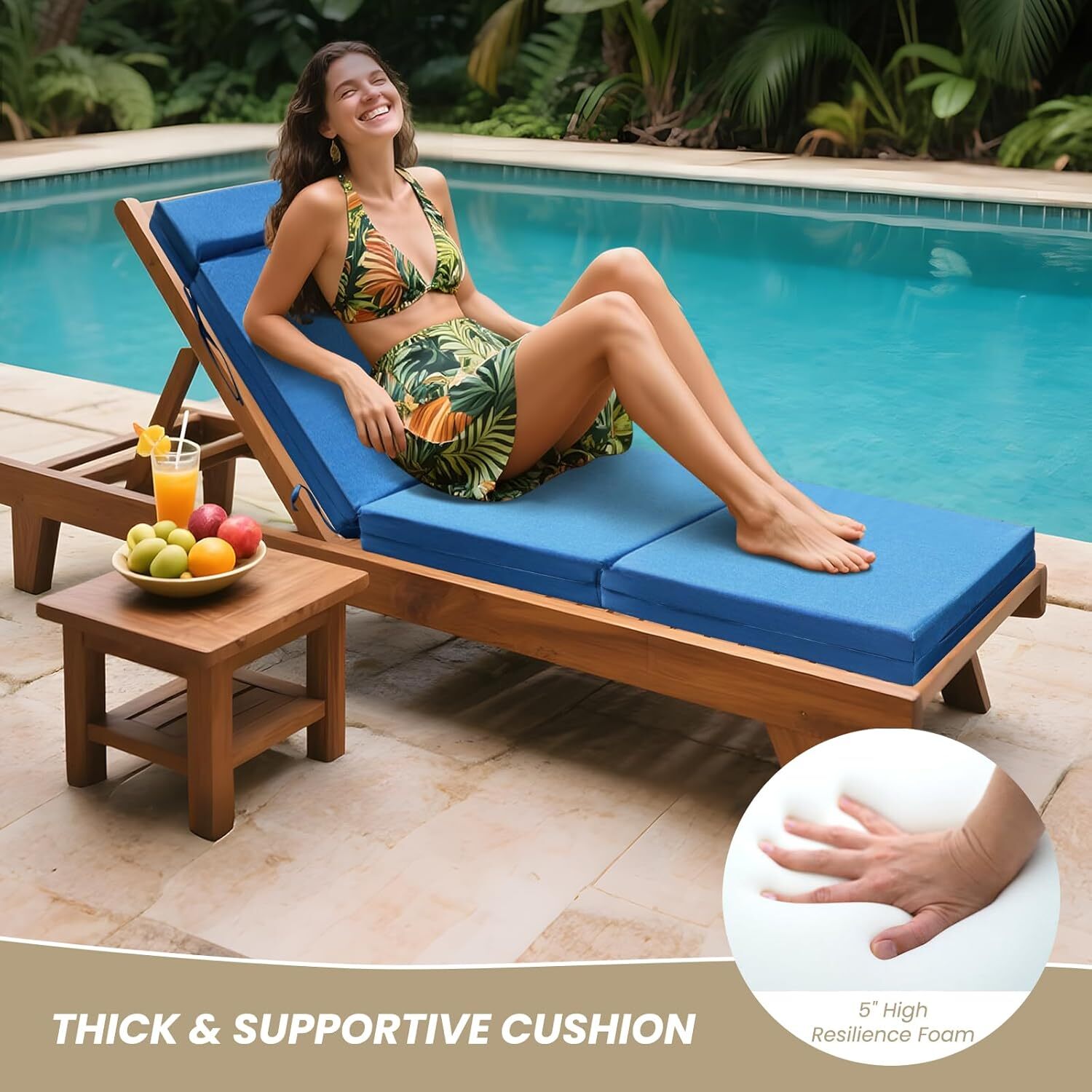 SUNYRISY 72"x21"x5" Chaise Lounge Cushions Set of 2 Waterproof Sun- Patio Pads