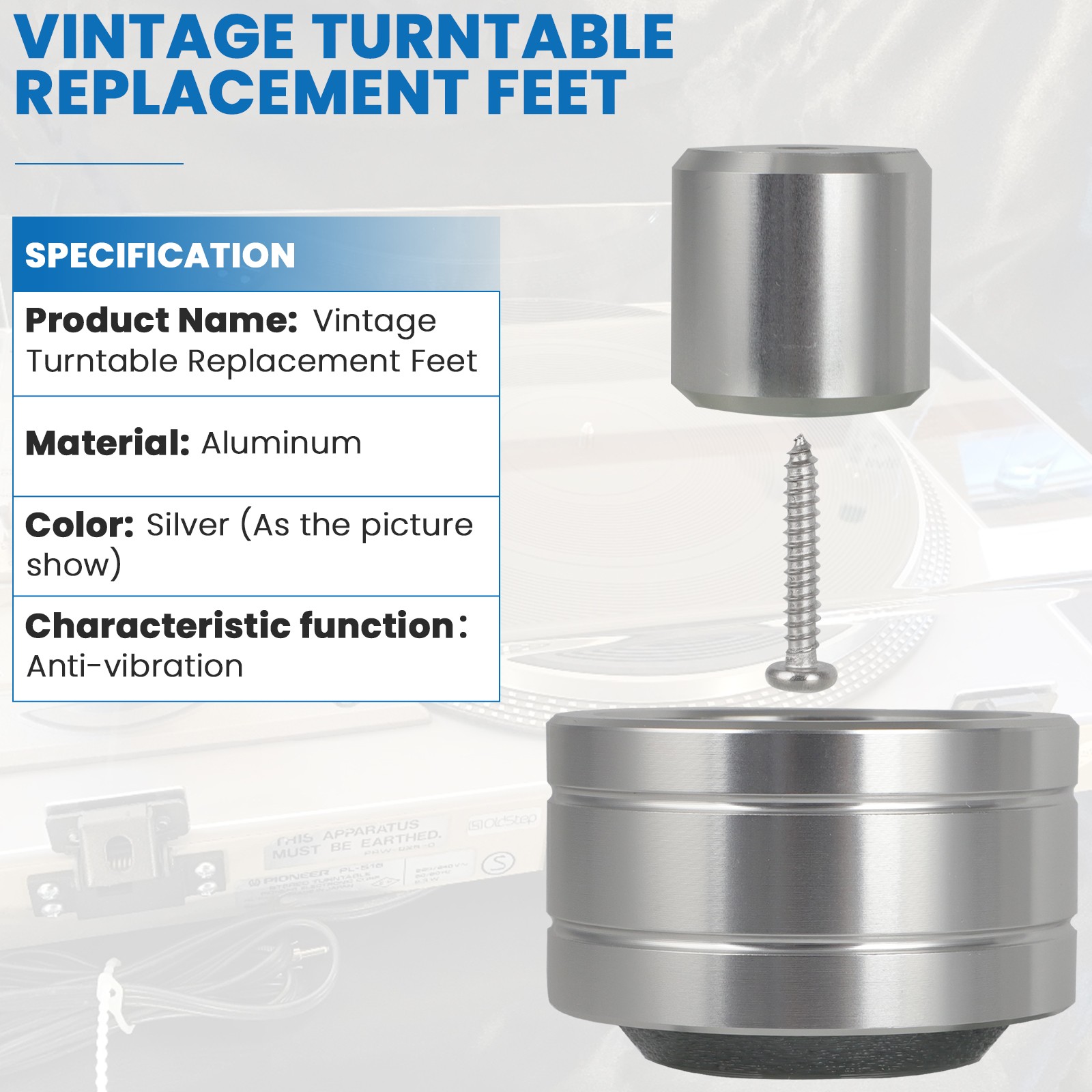 For Pioneer Turntable Feet Replacement PL-518 PL-540 PL-560 PL-512 PL-514 PL-516