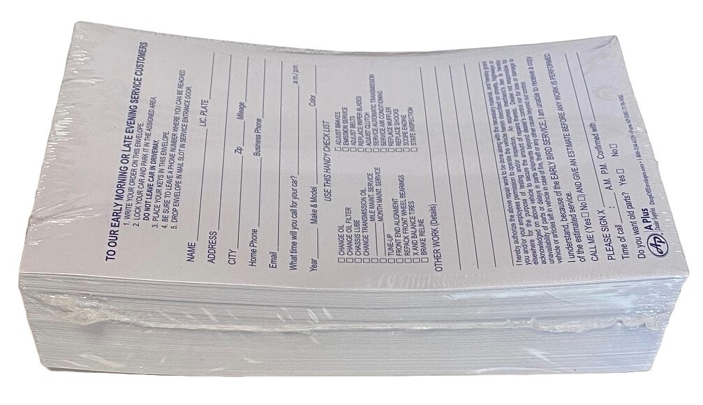Night Drop Envelopes for Auto Service • EBE-7170-NSL • Qty 500 • (T6)