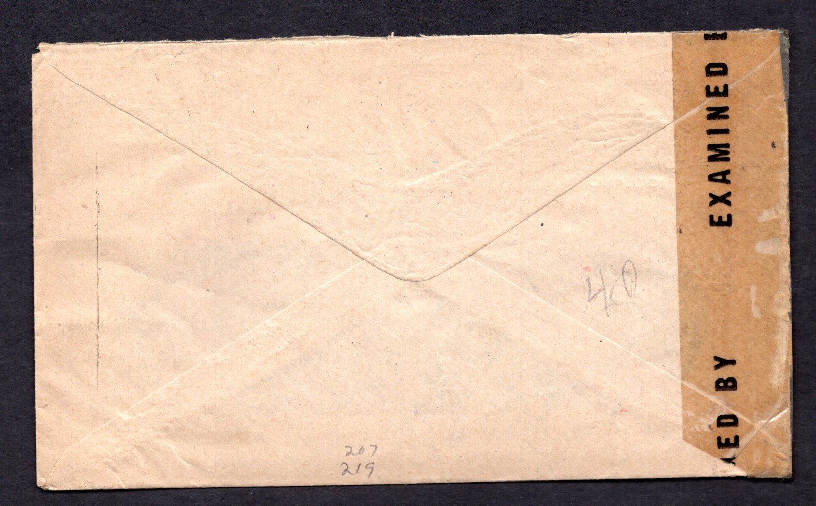 ICELAND 1944 WARTIME CENSORED REYKJAVIK TO ENGLAND ON WINDOW COVER