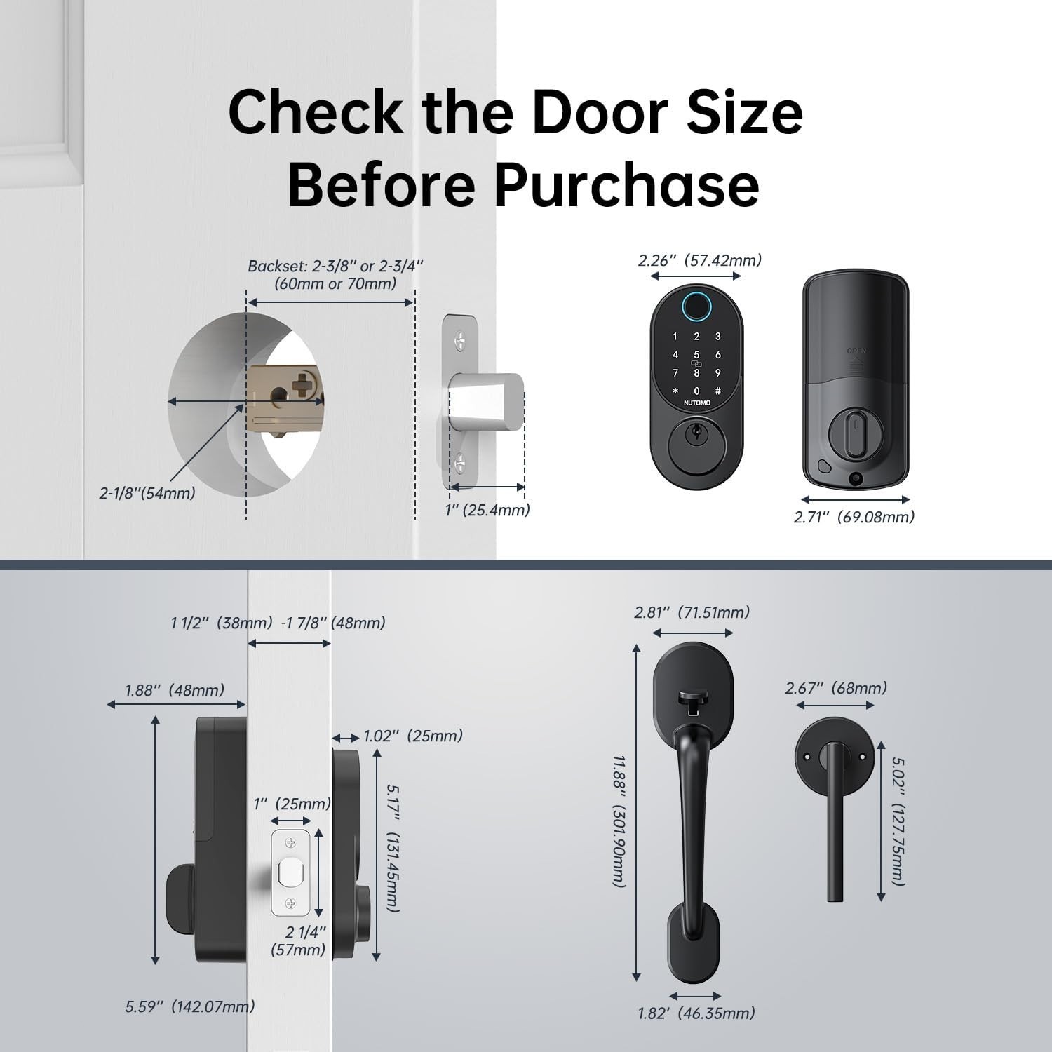 Smart Front Door Lock with Handle Set Fingerprint Keyless Entry Digital Deadbolt