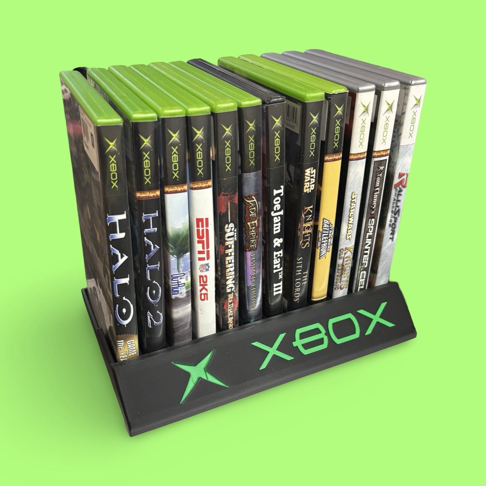 3D Printed Original Xbox Game Holder – Holds 12 Cases, Bold Retro Display Stand