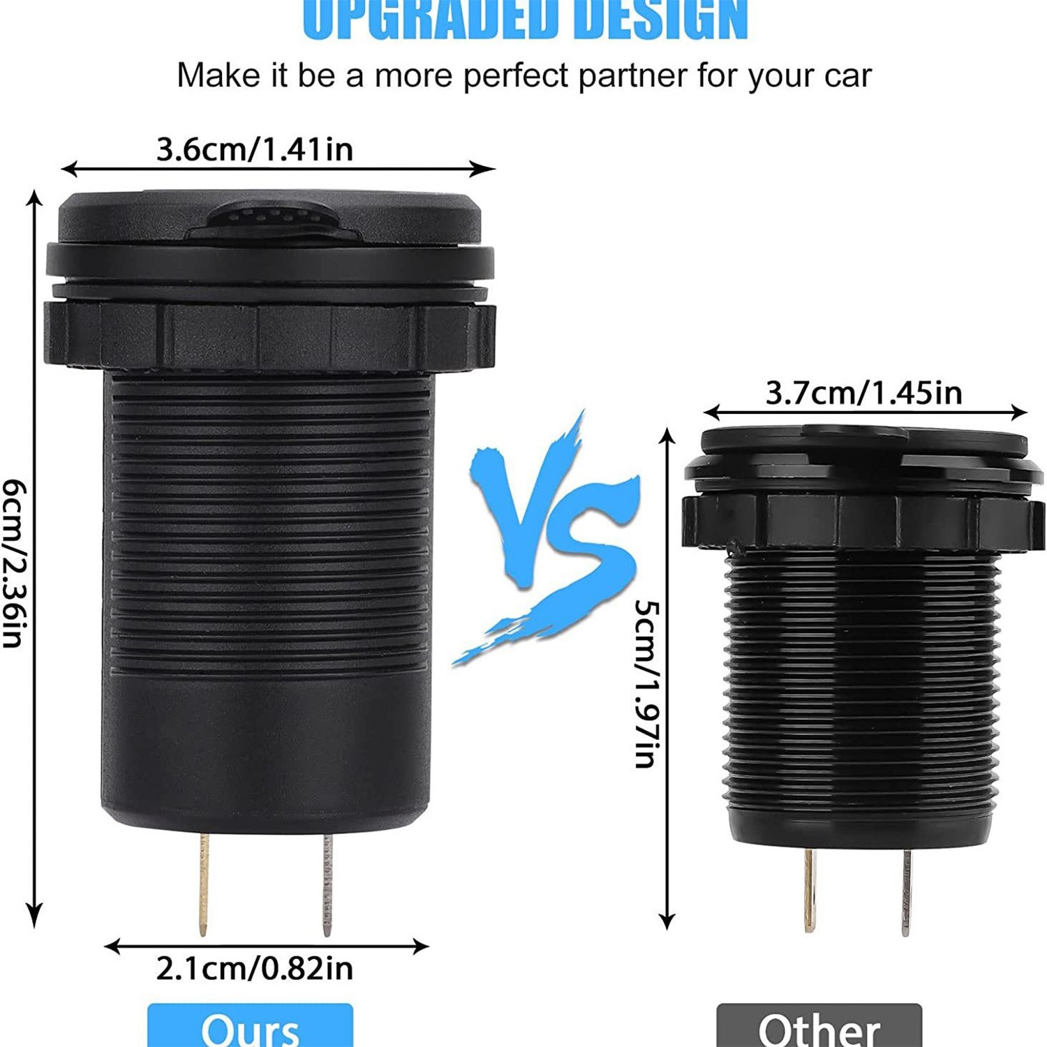 12V-24V PD+QC3.0 Dual USB Car Fast Charger Power Socket Outlet LED Voltmeter Lot