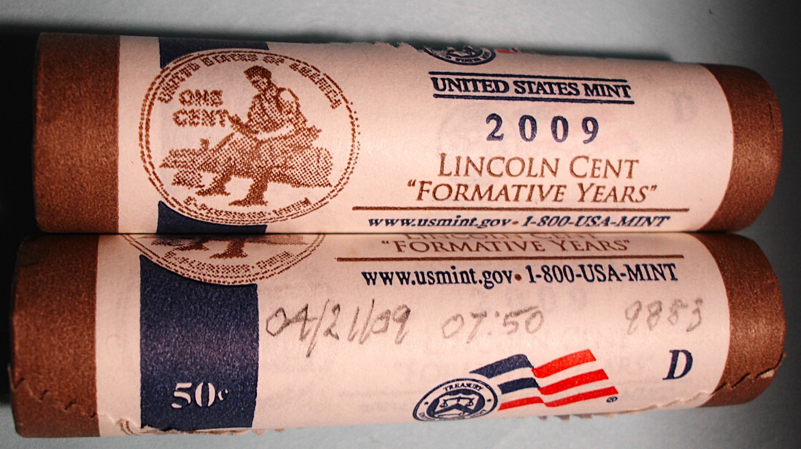 TWO (2) BU U.S. MINT Rolls LP2 2009-D FORM. YEARS 1¢ CENTS