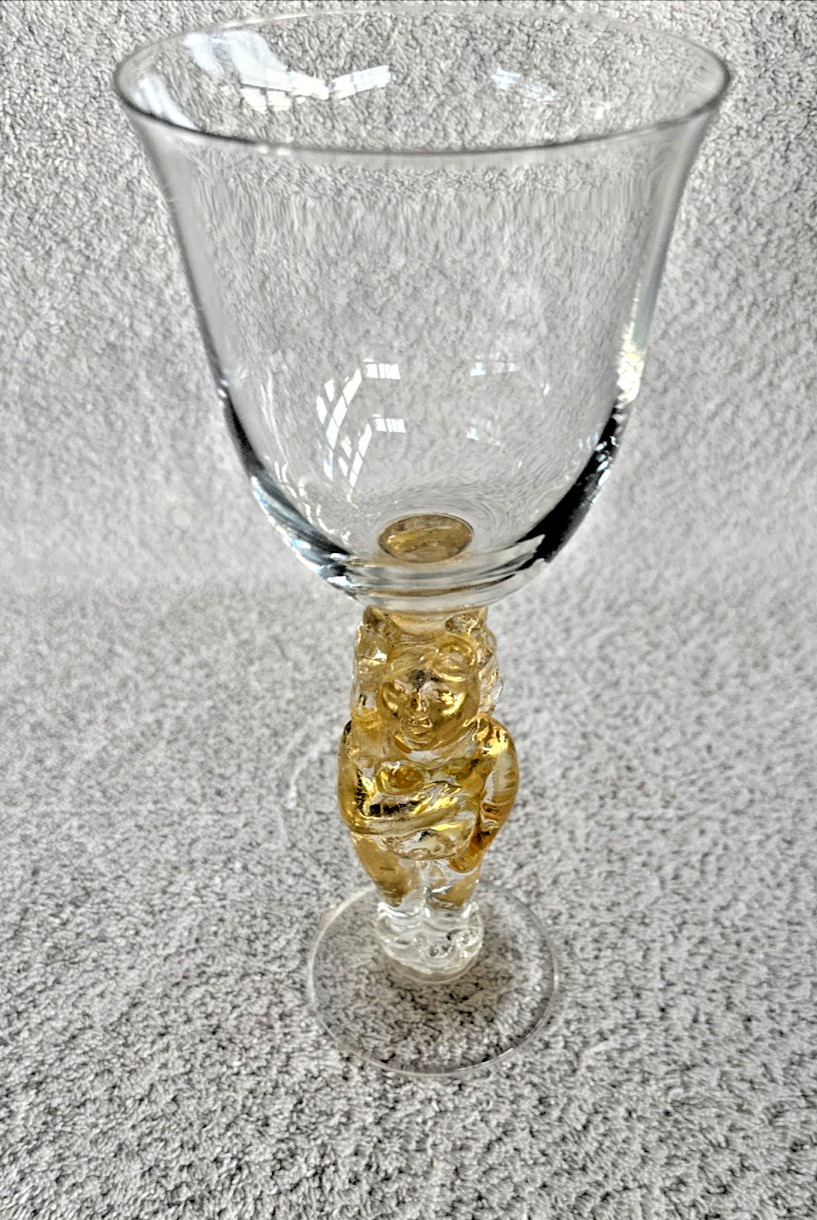 Gold Buddha Stem Glass Worshiping Goblet / Offering Goblet
