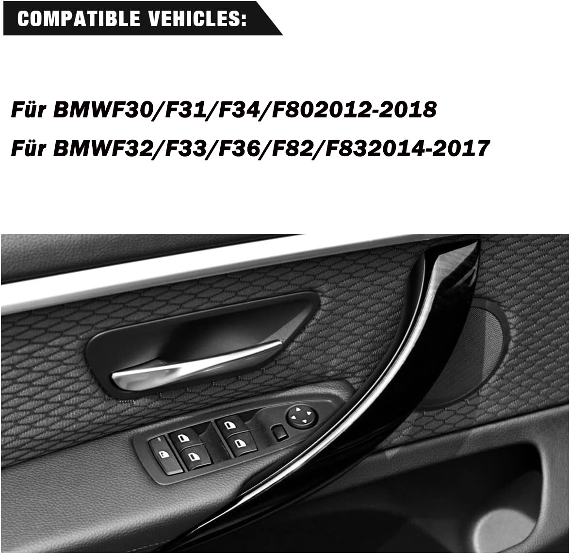 2 x Interior door pull handles For BMW F32/F33/F36/F82/F83 2014-2017