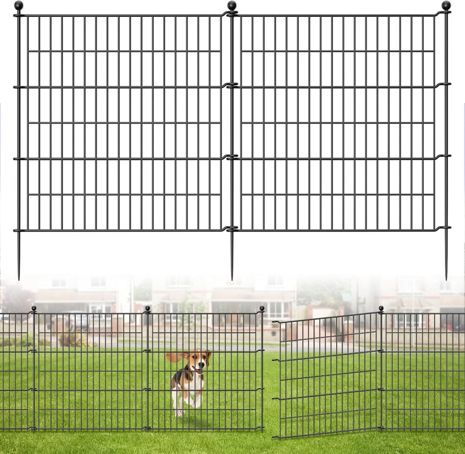 10 Panels 23.6 ft Garden Fence for Yard Patio Metal Wire Panel Border for Dog