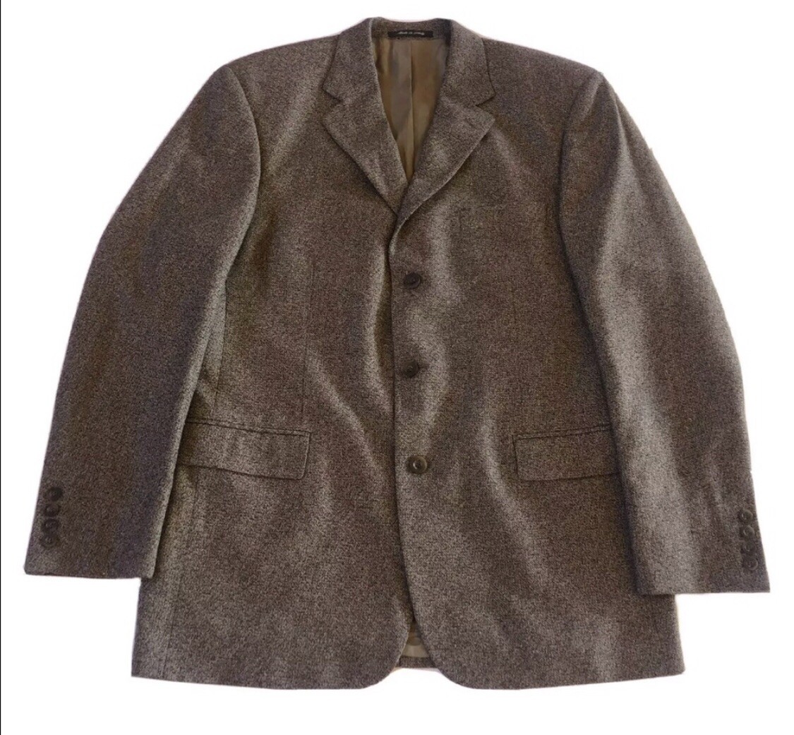 Vito Rufolo Italy Blazer Mens 44T Tall Brown Tweed Fine Silk Wool Academia Coat