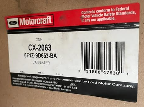 OEM Ford Vapor Canister Fuel Gas Emission Taurus 06-07 3.0L V6 6F1Z-9D653-BA