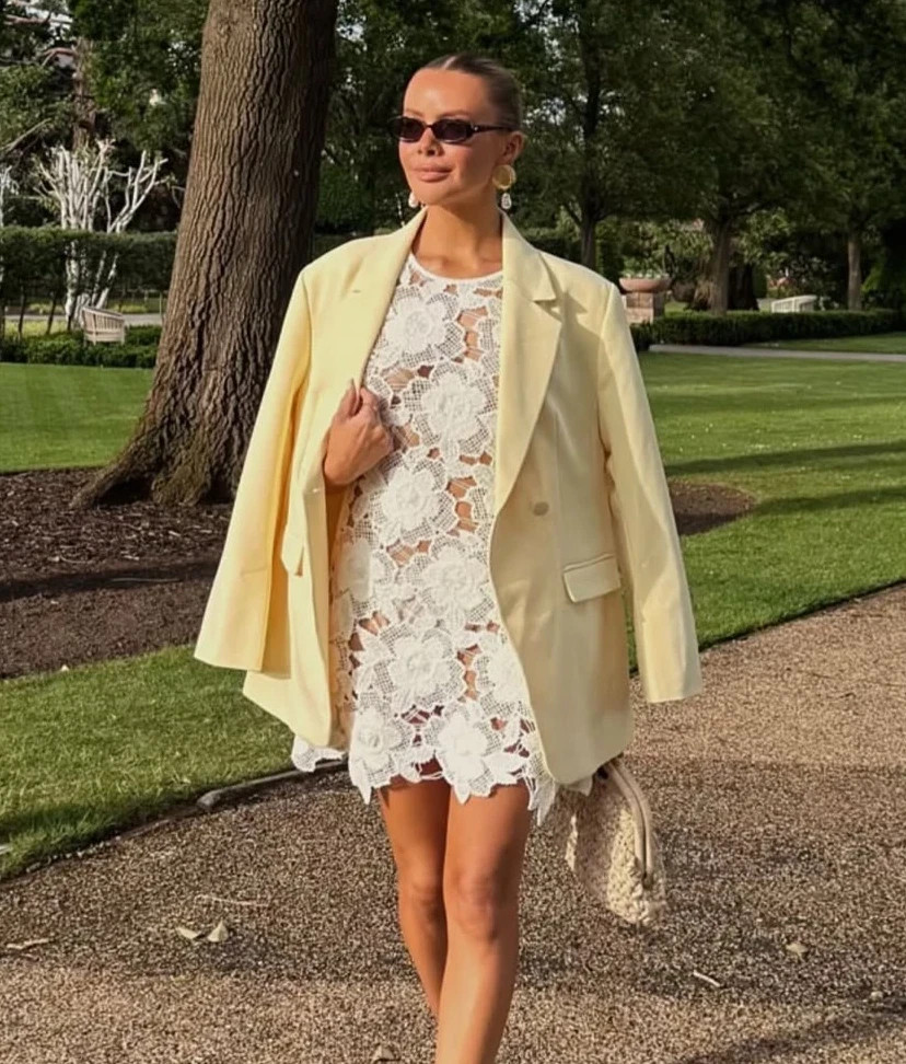 ZARA NEW SS25 WOMAN SHORT FLORAL CROCHET DRESS White | 2893/087