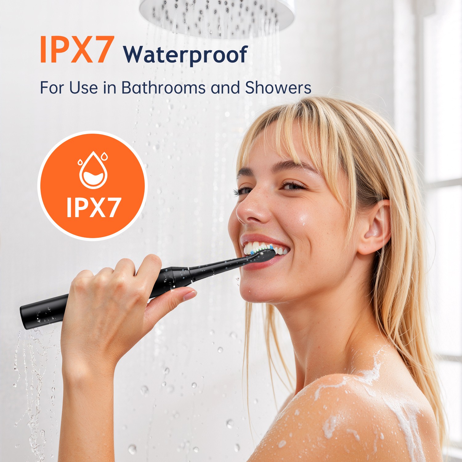 Fairywill Sonic Electric Toothbrush 5 Mode Timer Rechargeable with 6 Brush Heads