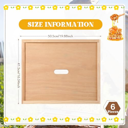 6 Pcs Beehive Inner Cover for 10 Frame Hive Box Cover with Feeding Hole