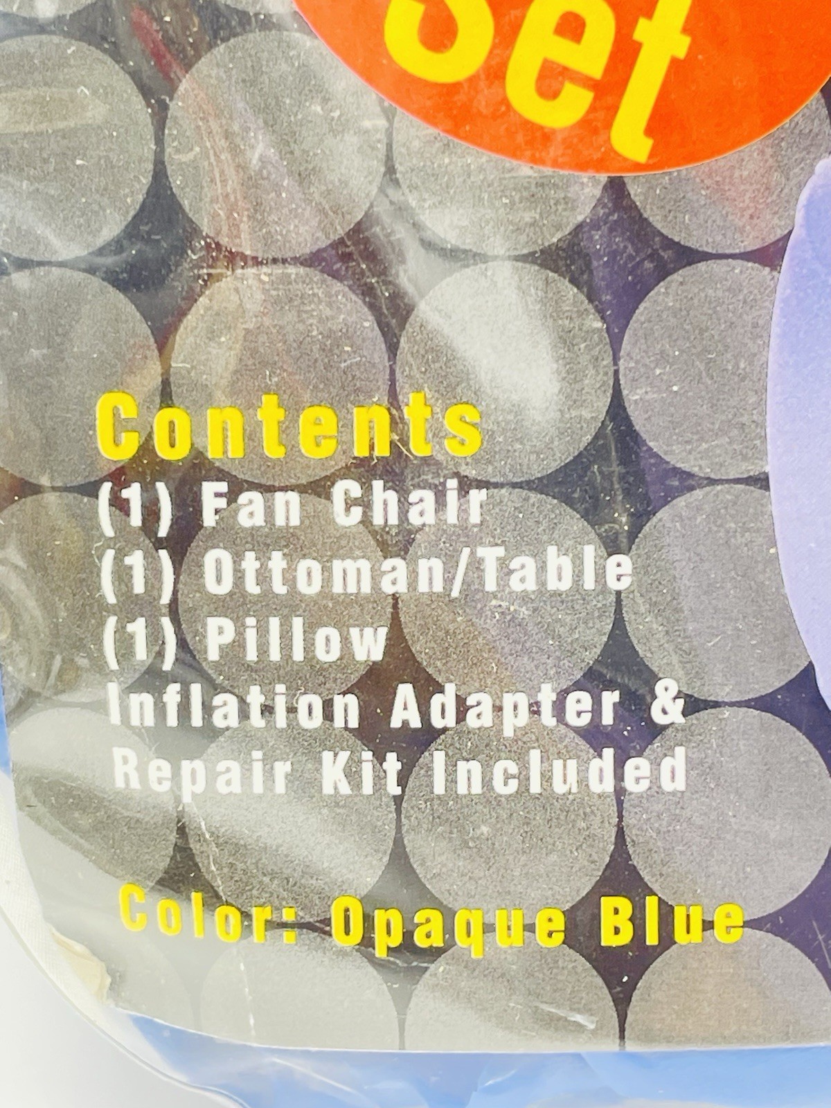 Inflatable 3 Pcs Chair Ottoman Furniture Blue Adult Sz 90s Y2K Retro Dorm RARE