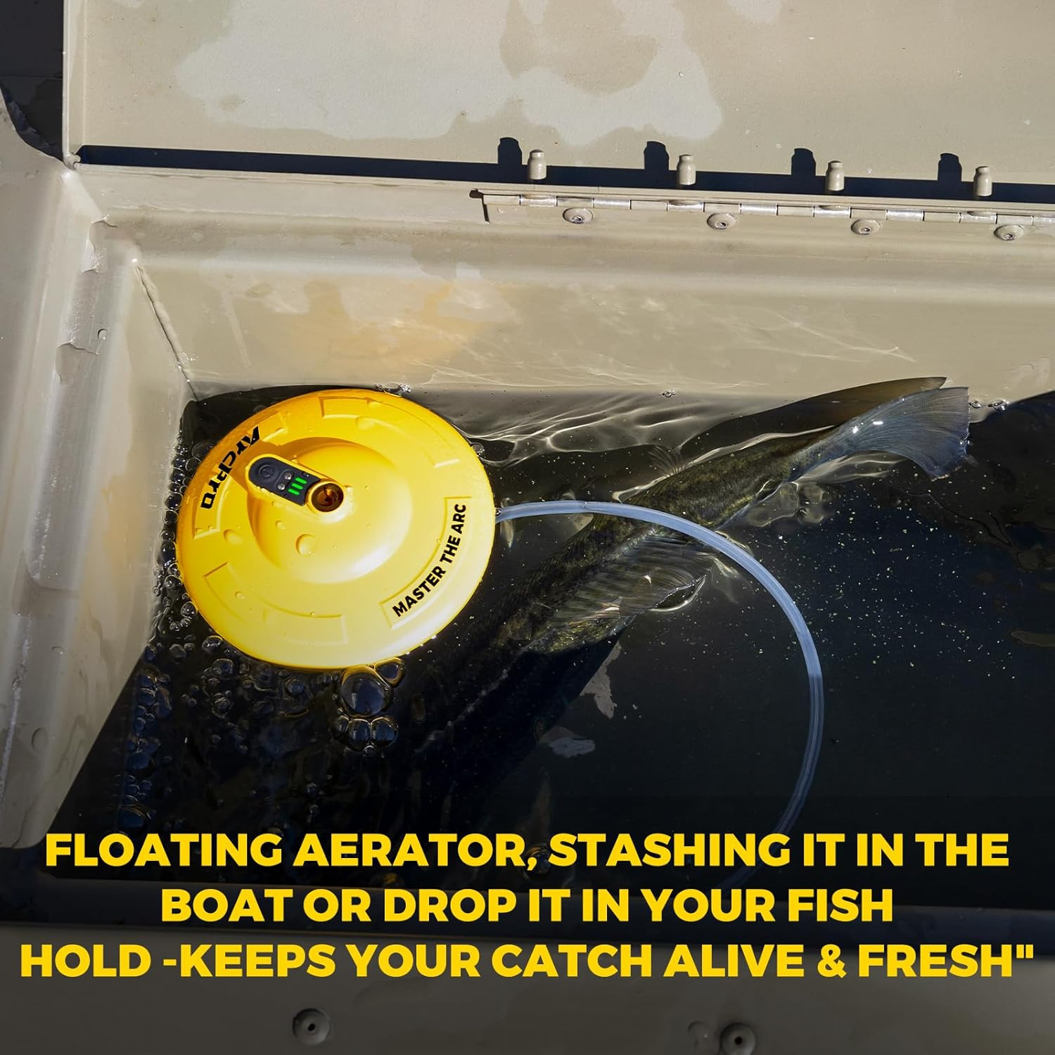 Floating & Rechargeable Bait Bucket Aerator, IPX7 Waterproof with Magnetic Charg