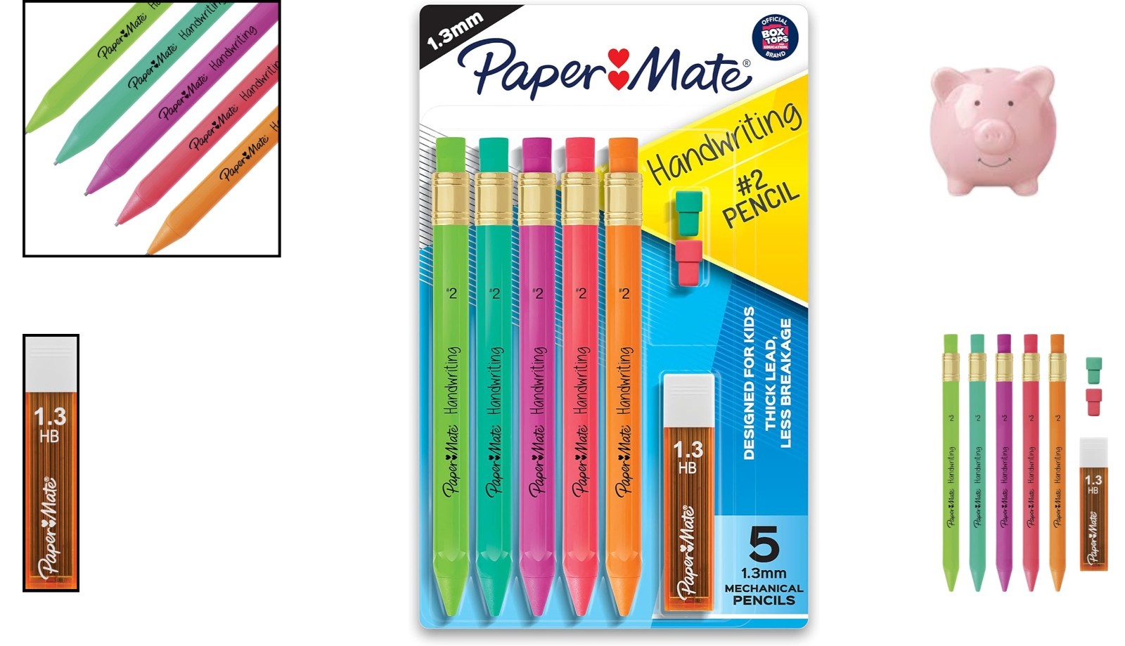 Handwriting Triangular Mechanical Pencil Set with Lead & Eraser Refills, 1.3Mm,