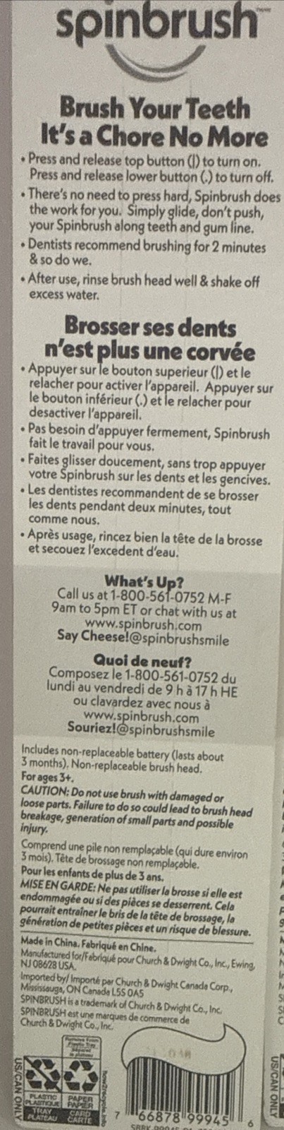 Lot Of 2 Spinbrush Toothbrush Last Up To 3 Months Each Nouveau