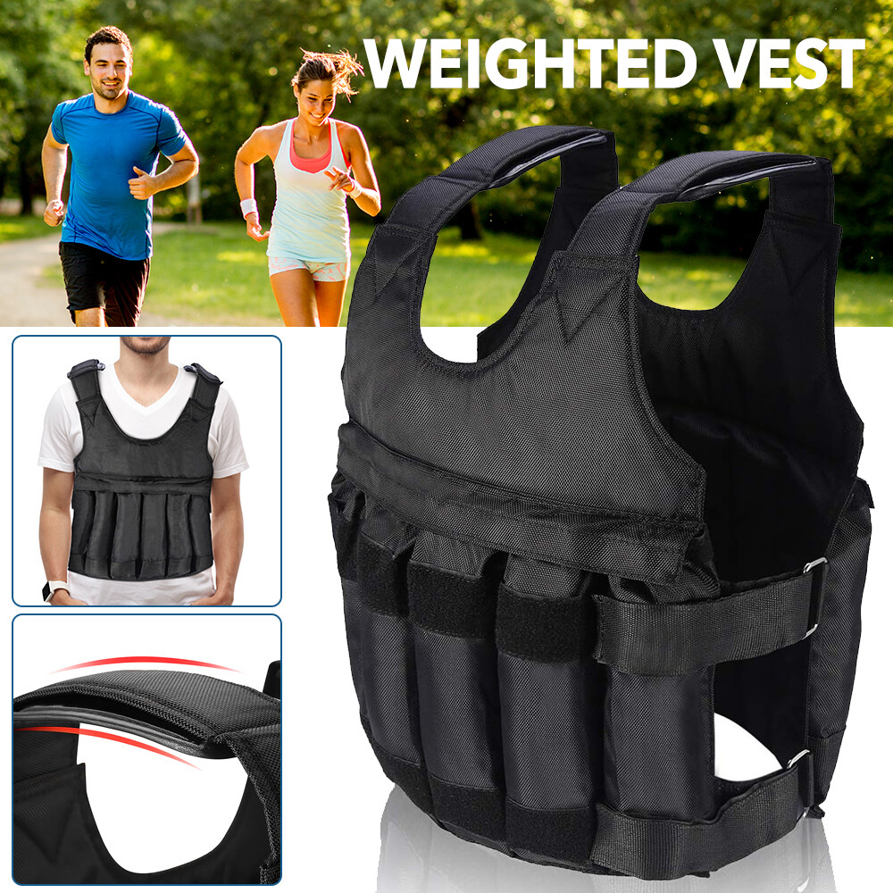 110lbs Exercise Weight Vest Weighted Adjustable Fitness Training Workout Sports