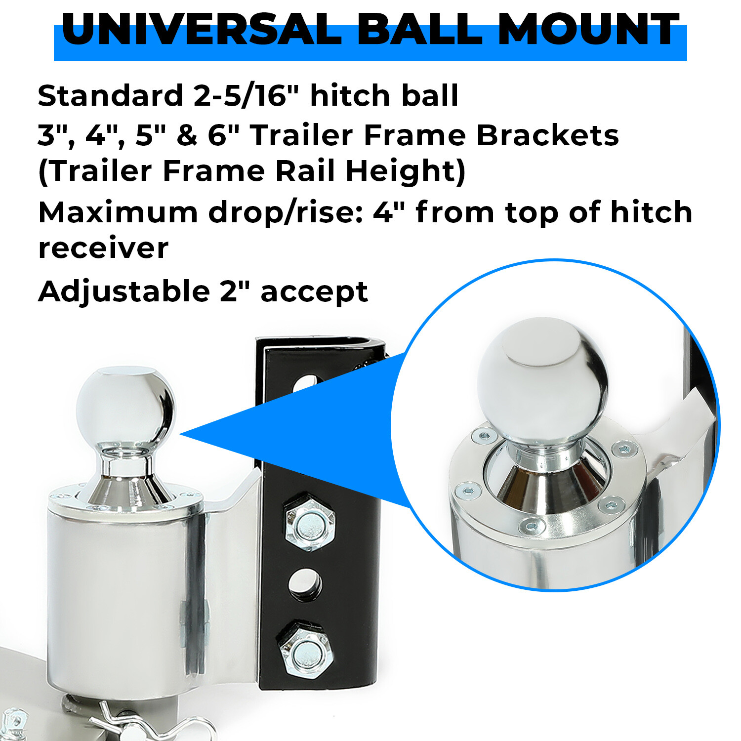 Weight Distribution Hitch Trailer w/ Sway Control & 2-5/16 in Ball & 2 in Shank