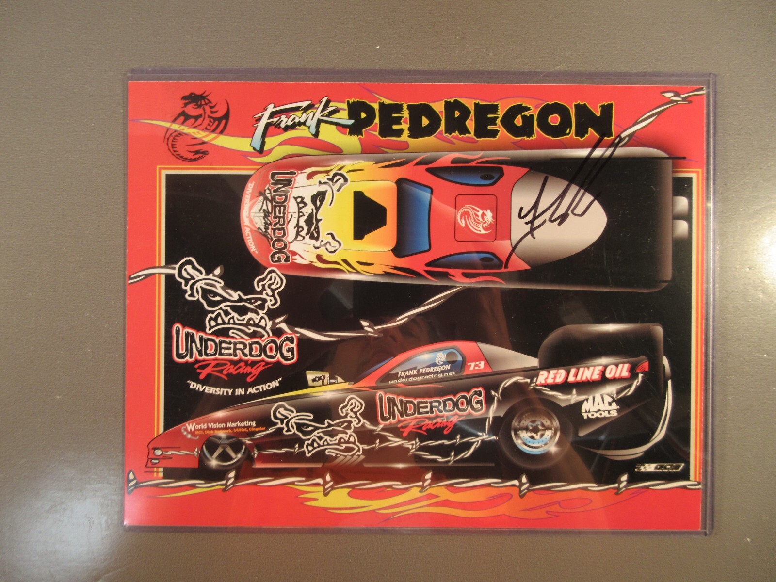 SIGNED Frank Pedregon NHRA Underdog Racing Funny Car Hero Card