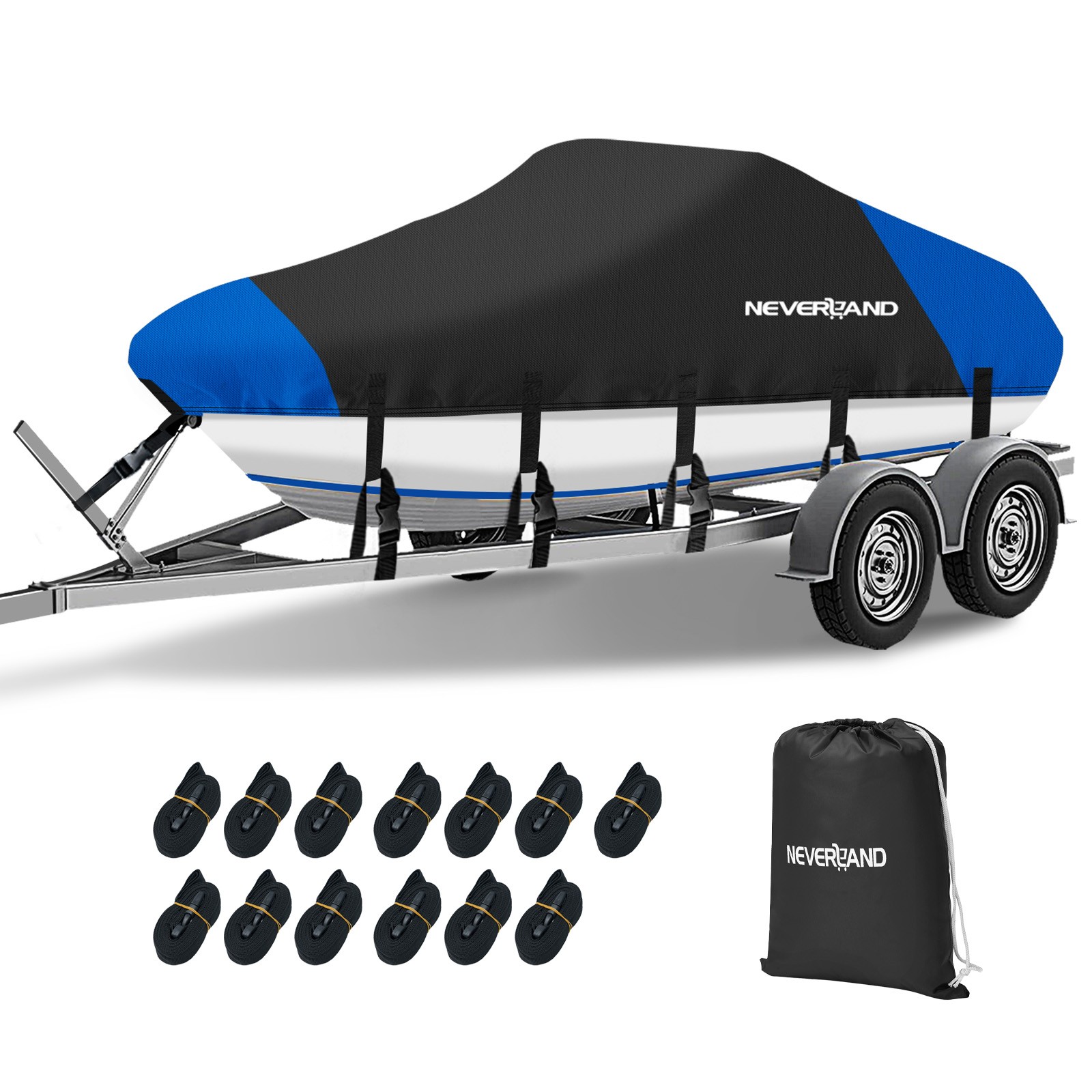 Boat Cover 17ft-19ft Heavy Duty Waterproof Trailerable Fits V-Hull Tri-Hull Bass