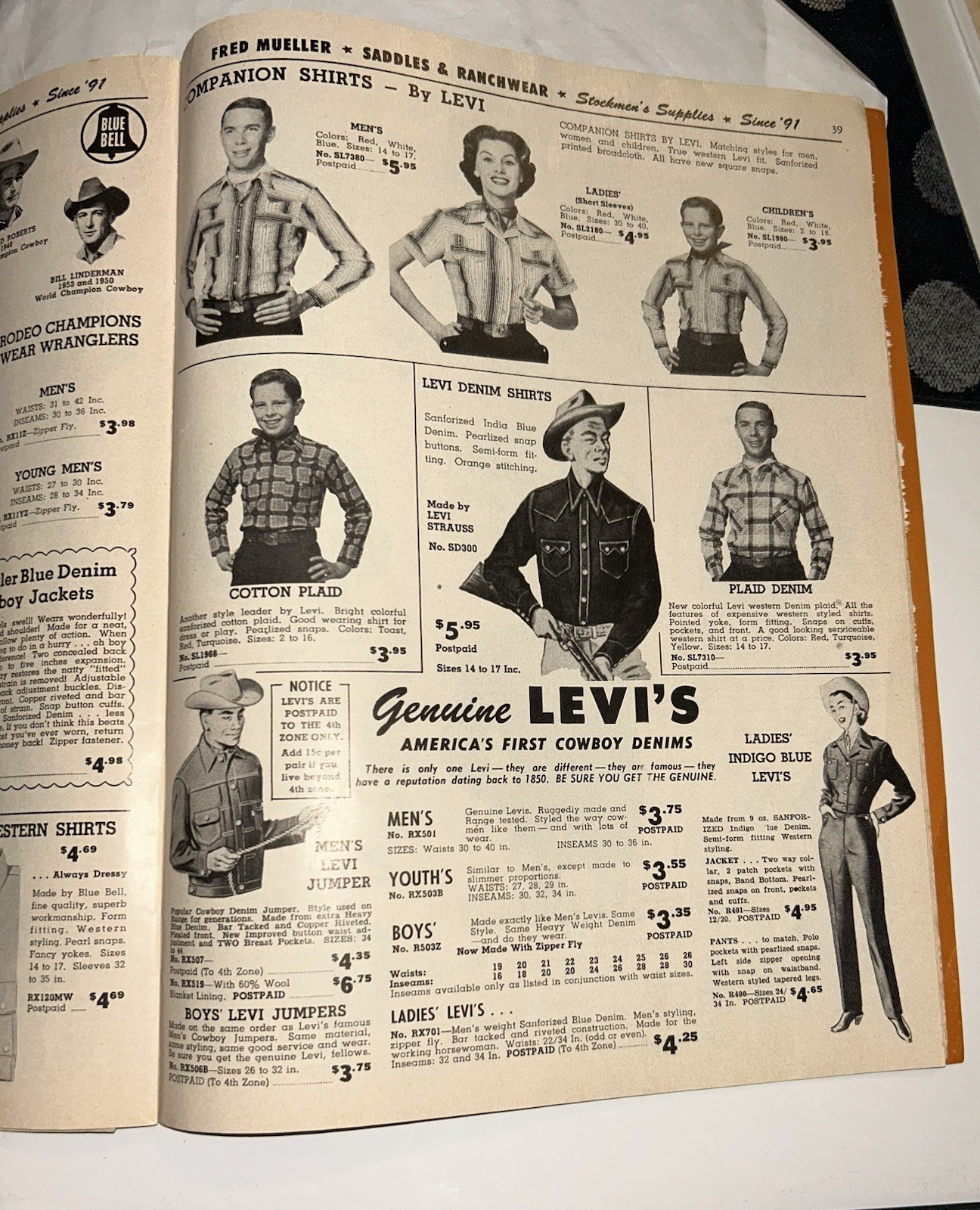 Vintage 1950s Fred Mueller Saddles & Ranchwear Levi’s Wranglers Bits Spurs Belts