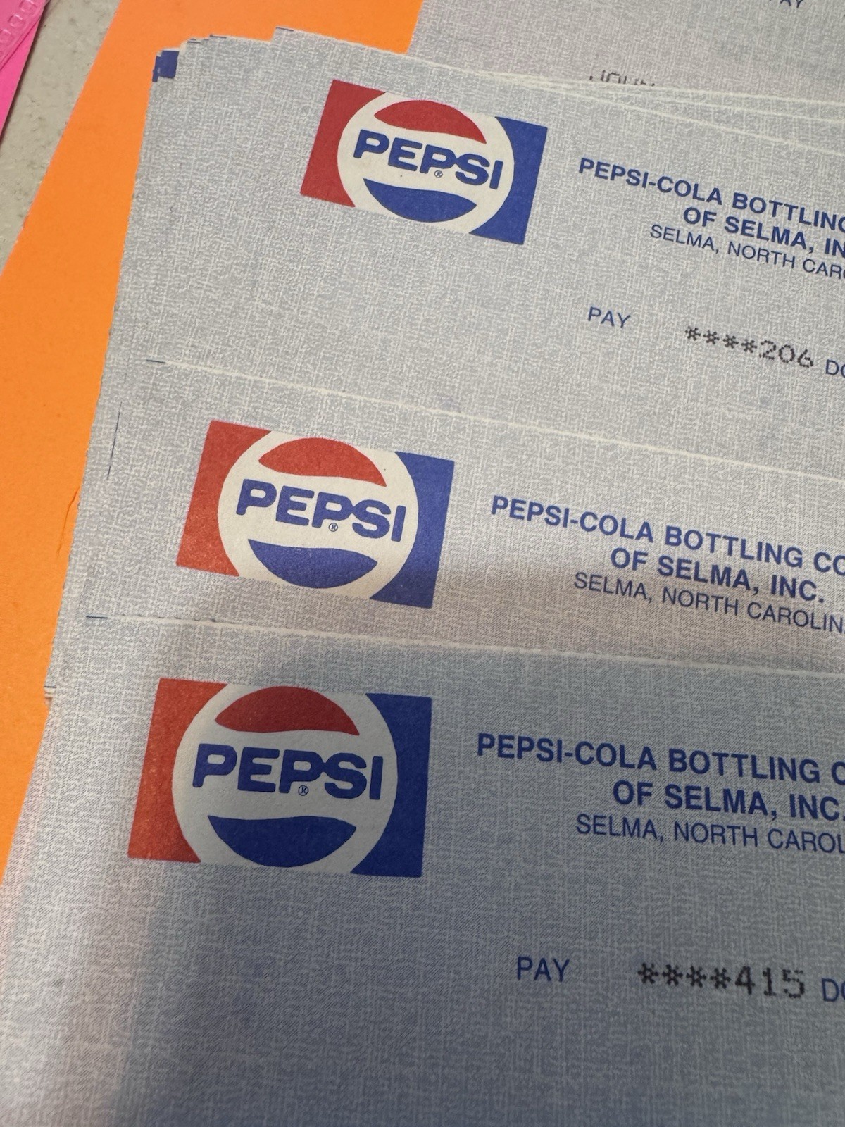 Lot Of 10 x Vintage Pepsi Cancelled Check Soda Ephemera America Scrapbook Craft