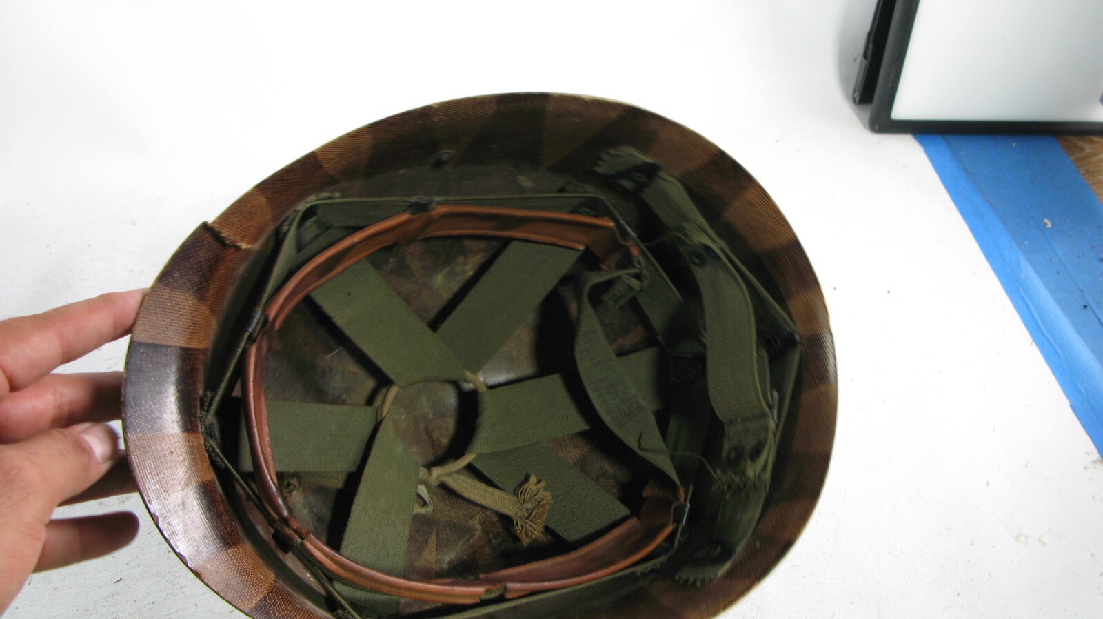 WWII Battle of Alaska Alueteutiah Islands Officer Helmet Combat Stripe Aleutian