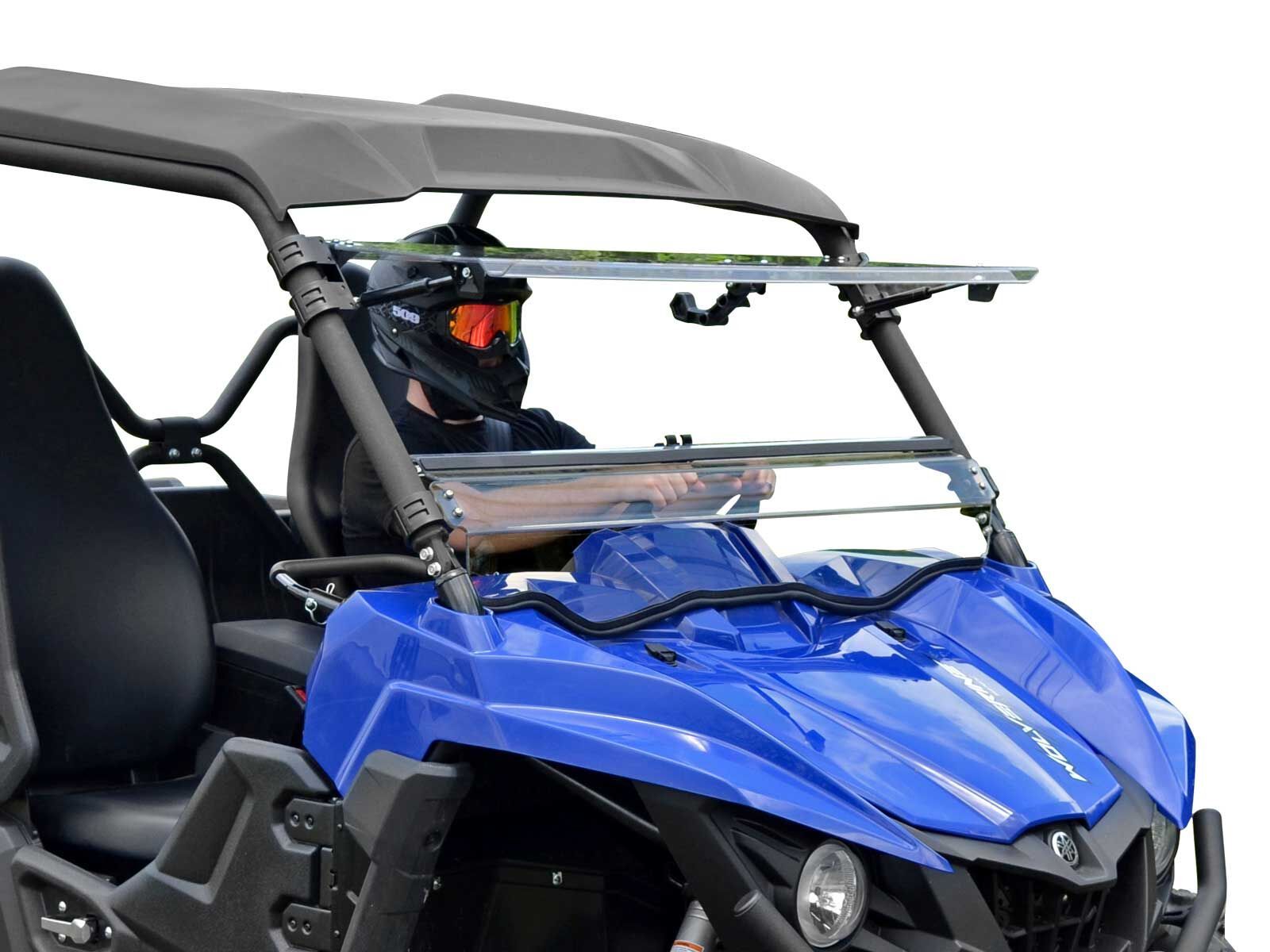 SuperATV Yamaha Wolverine Heavy Duty Scratch Resistant Flip Windshield (15-18)
