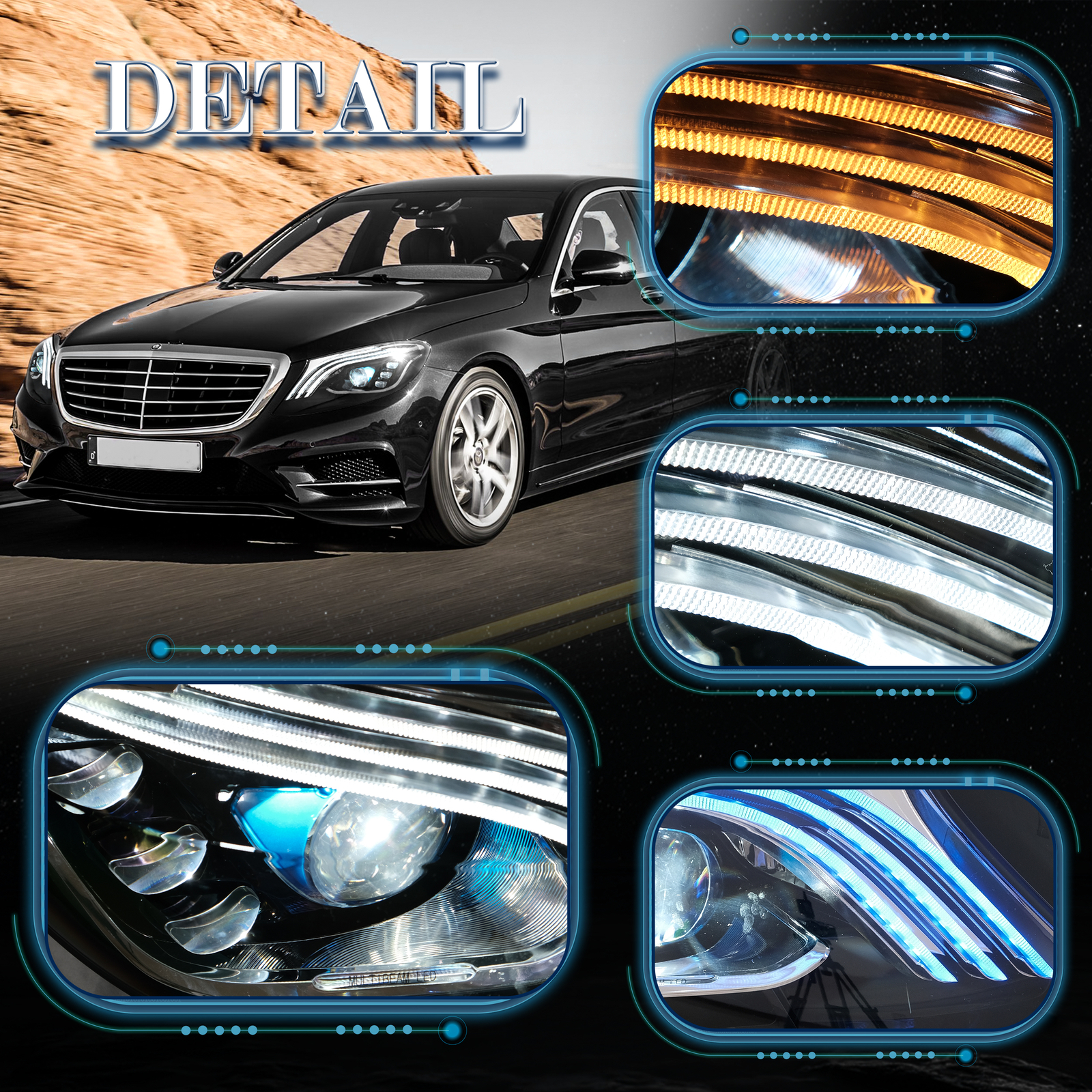 VLAND Full LED Headlights Fit 2014-2017 Mercedez Benz W222 S-Class Animation Set