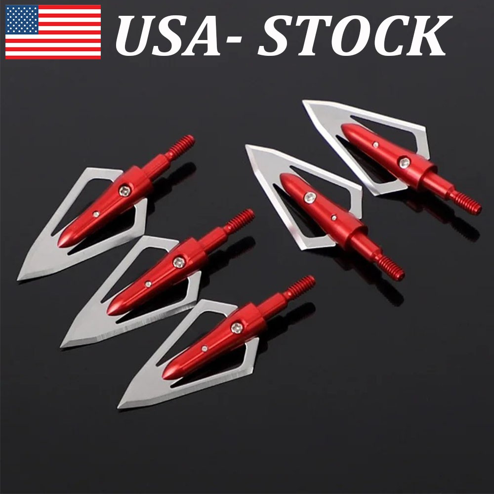 Archery 100 Grain Broadheads Arrowheads Tips for Compound Recurve bow Crossbow