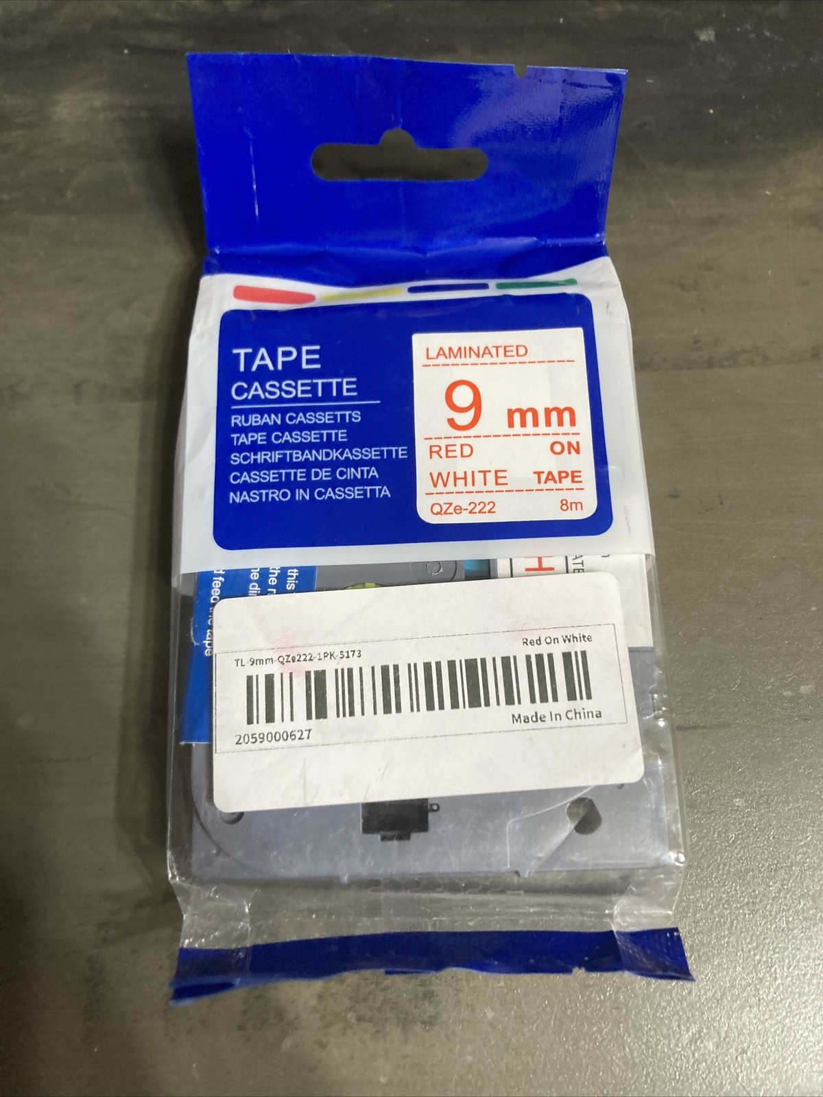 Tape Cassette Laminated 9MM Red On White Tape QZe-222 Printer Brand New