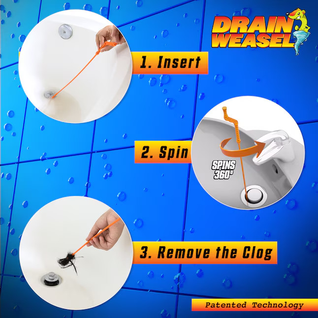 FlexiSnake Drain Weasel Hair Clog Tool Starter Kit for Drain Cleaning