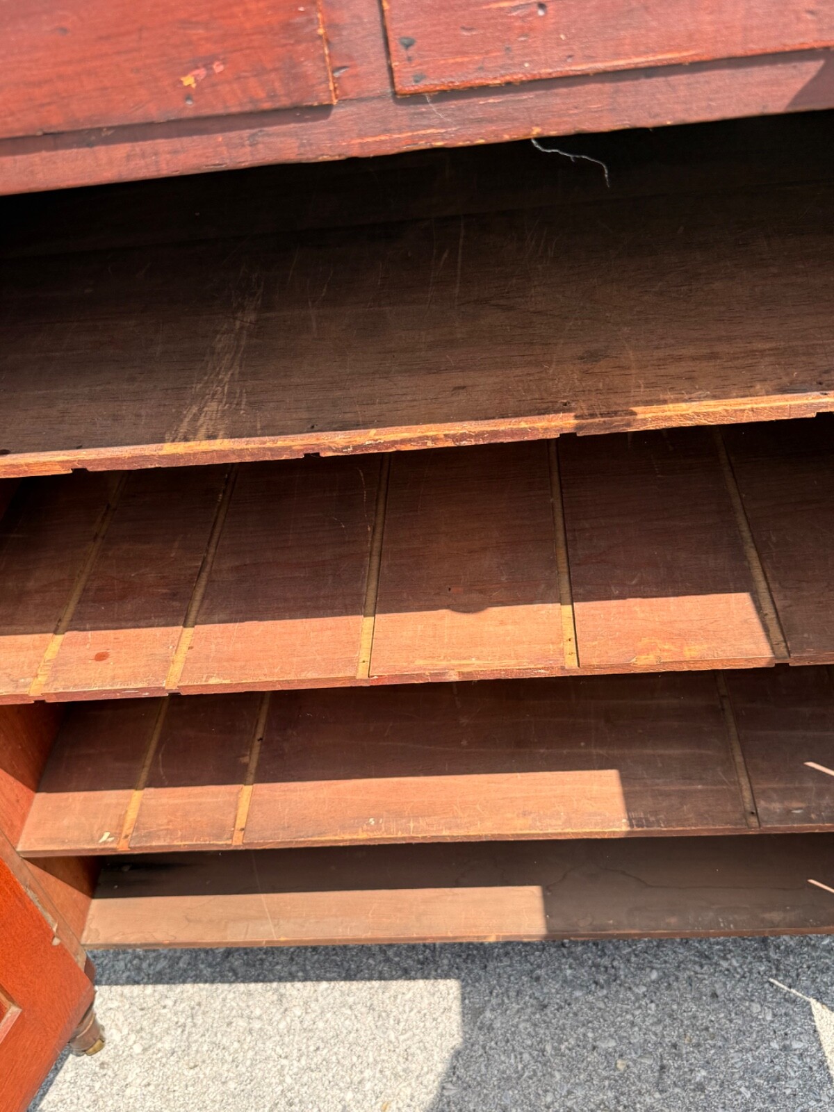 Antique paint decorated primitive country store cabinet cupboard podium folky