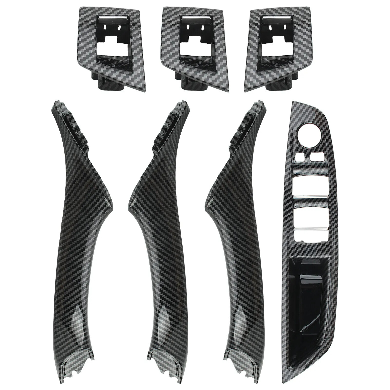 Inner Door Panel Handle Pull Trim Cover For BMW F10 F11 520i 528i Carbon Fiber