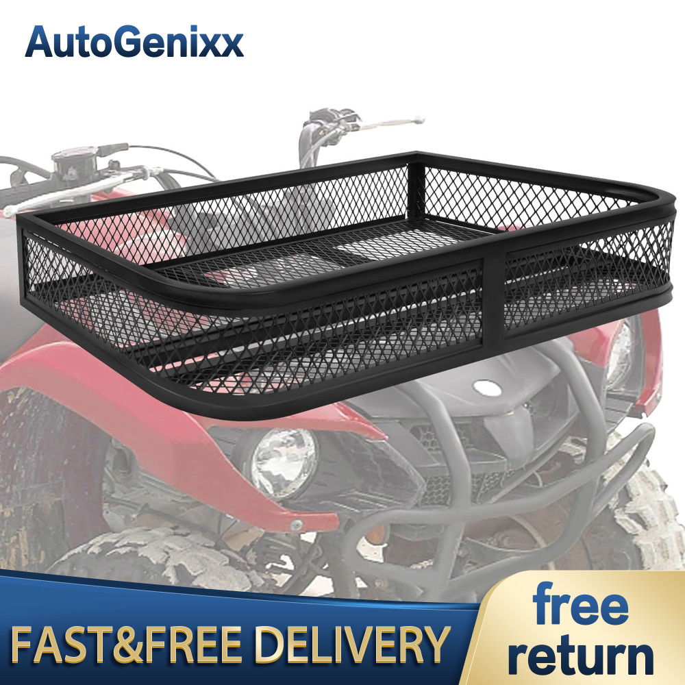 Heavy Duty ATV Front Cargo Basket Steel Mesh Rack 36x17.3 Inch Universal Fit