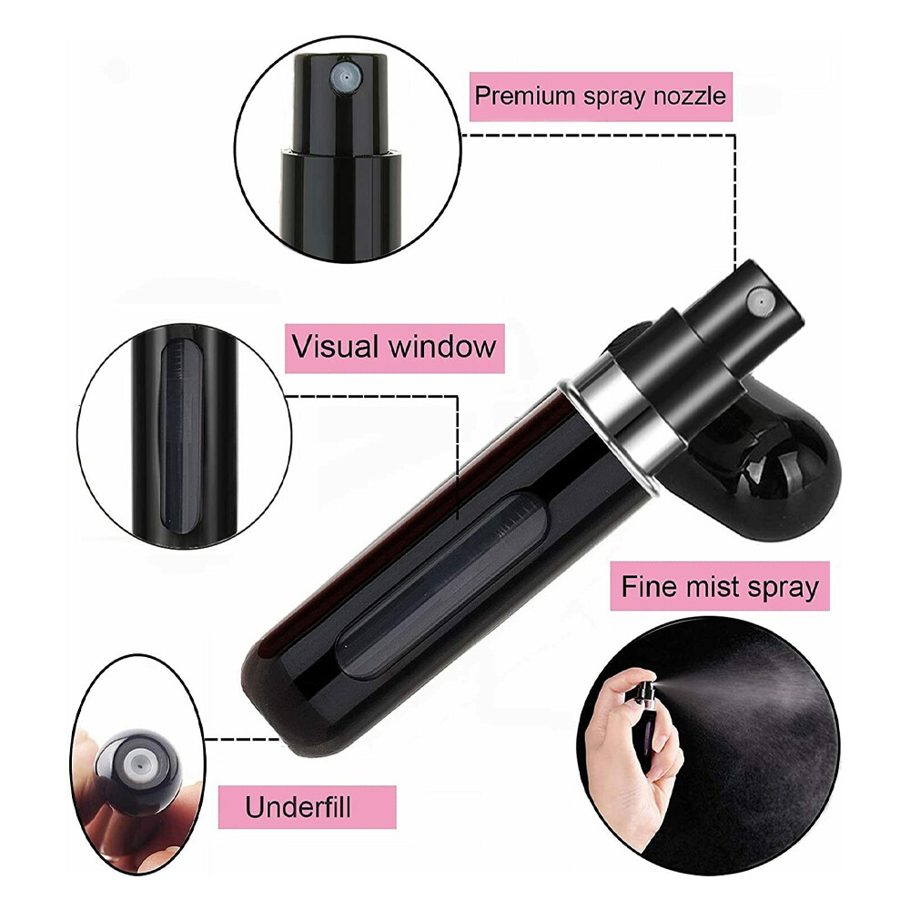 5 PCS Mini Travel Perfume Atomizer Bottle Portable Spray Pump Case Refillable