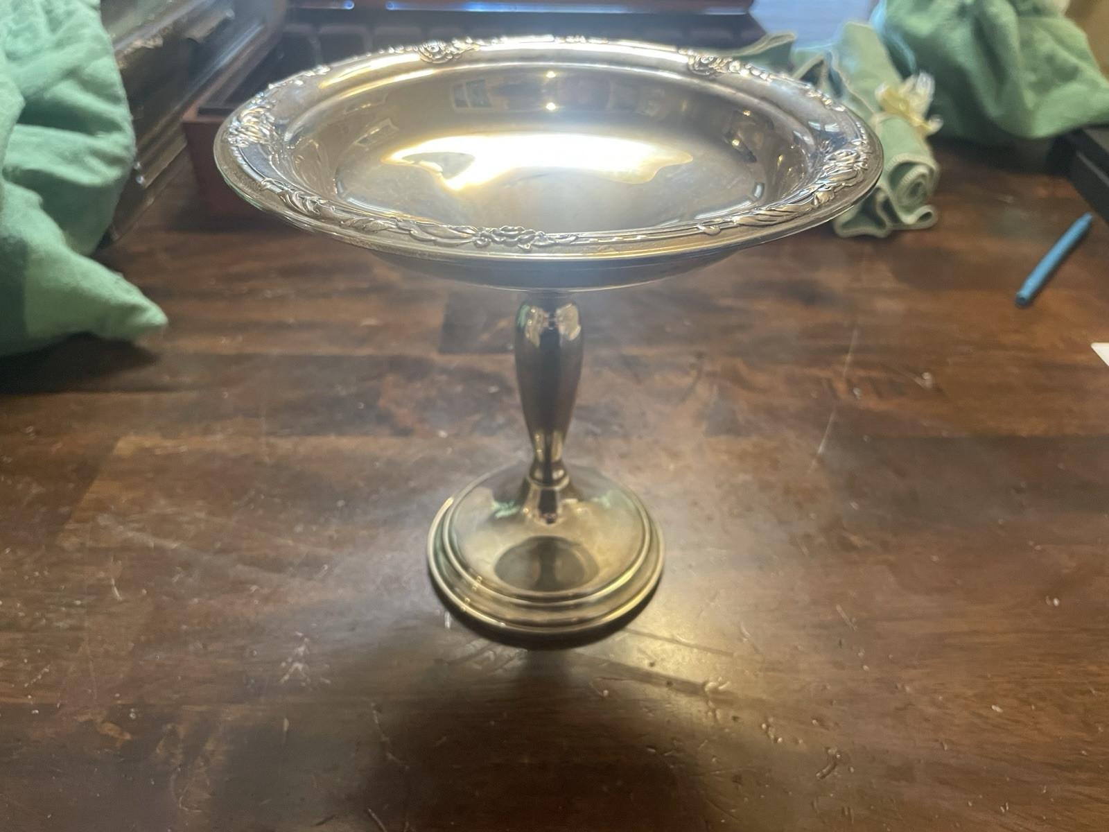 Oneida "Damask Rose" Sterling Silver Weighted Compote. S